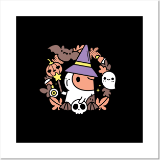 Bubu and Moonch, Halloween Witchy Guinea Pig T-Shirt, Black Posters and Art